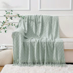 Tassel Throw Blanket Soft Warm Decorative for Couch Bed Sofa Autumn Winter Home Decor 50x60 Inch Ivory Khaki Dark Gray Navy Sage Rust Red