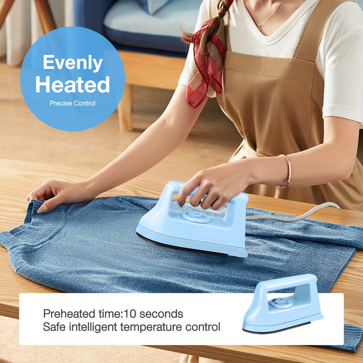 Compact Mini 400W Portable Heat Press with Charging Station – For T-Shirts, Footwear, Bags & Vinyl Projects, Travel & Home Use | Light Blue, Light Purple & White