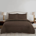 Quilted Embroidered Bedspread Set 3 Pcs – Floral Embroidery, 100% Polyester, Wrinkle-Resistant Lightweight Coverlet for Queen & King Bedroom Decor, 16 Colors