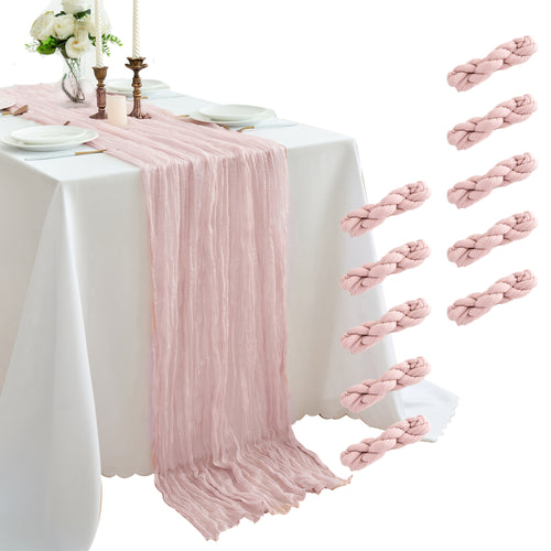 10-Pack Cheesecloth Table Runner 10ft Boho Rustic Wedding Reception Bridal Shower Party Home Decor Multi-Color