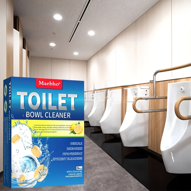 Lemon Toilet Effervescent Cleaning Tablets – Stubborn Stain Remover & Deodorizer, 12pc Cleaning Blocks or 24pc Bubble Tablets