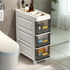 Slim Rolling Storage Cabinet with Drawers – Narrow Gap Organizer for Bathroom, Kitchen & Refrigerator Side Spaces, Multi-Layer Pull-Out Drawer Unit