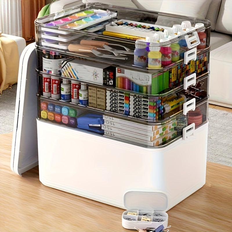 Transparent Multi-Tier Stackable Storage Box 2 or 5 Layer Large Capacity Portable Organizer for Pills Office Sewing Supplies Home Travel Easy to Clean Durable