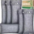 Bamboo Charcoal Odor Absorber Bags, Activated Charcoal Air Purifying Odor Eliminator for Home Car Closet Pet & Smoke Room, Natural Unscented Deodorizer, 6-Grid or 10-Pack