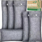 Bamboo Charcoal Odor Absorber Bags, Activated Charcoal Air Purifying Odor Eliminator for Home Car Closet Pet & Smoke Room, Natural Unscented Deodorizer, 6-Grid or 10-Pack