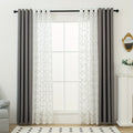 Blackout Curtains 4-Pack – Geometric Embroidery Grommet Top, Sun-Blocking Heat-Insulating Room Darkening Drapes, Living Room Bedroom Dining, All-Season, 4 Colors 5 Sizes