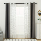 Blackout Curtains 4-Pack – Geometric Embroidery Grommet Top, Sun-Blocking Heat-Insulating Room Darkening Drapes, Living Room Bedroom Dining, All-Season, 4 Colors 5 Sizes