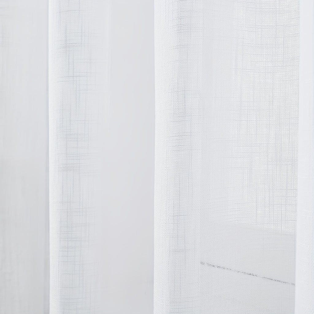 Linen Textured Semi-Sheer Grommet Curtains – Light Filtering Farmhouse Panels | Set of 2