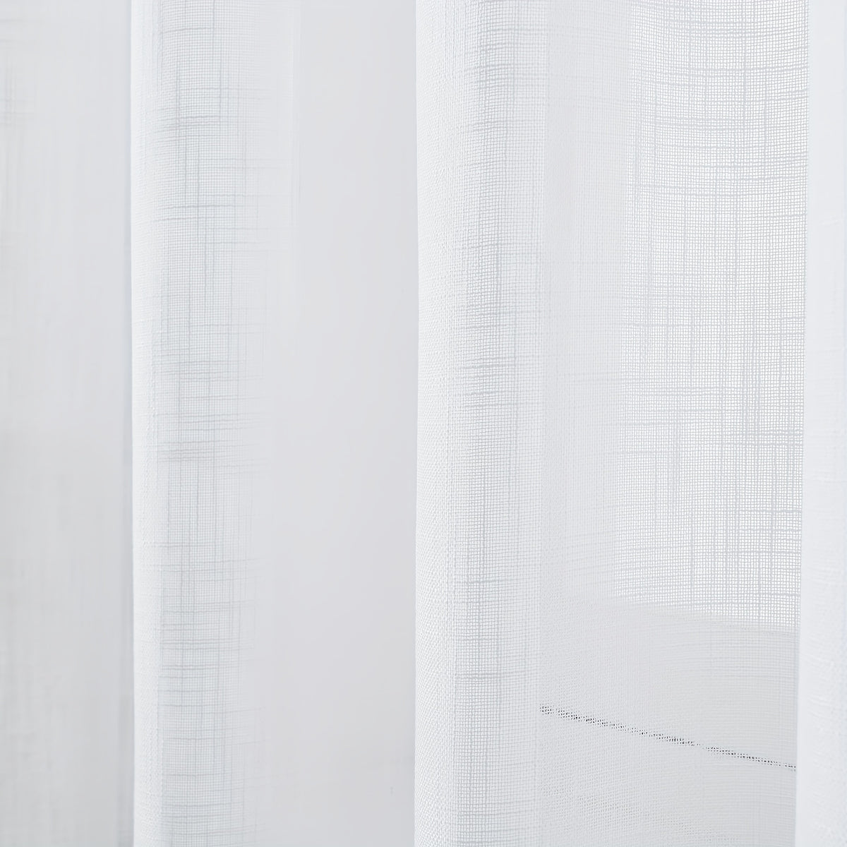 Linen Textured Semi-Sheer Grommet Curtains – Light Filtering Farmhouse Panels | Set of 2