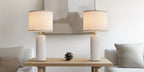 27" Modern Ceramic Table Lamp Set of 2 – Farmhouse Bedside Lamps with 3 Color Temperatures for Bedroom, Living Room & Office (LED Bulb Included)