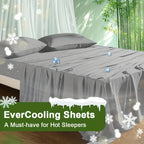 Cooling Bamboo Bed Sheet Set 4-Piece - Soft Lightweight Breathable Deep Pocket 16" Fitted Sheet, Flat Sheet & 2 Pillowcases, Machine Washable Summer Bedding, Twin Full Queen King, 12 Colors
