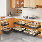 Slide-Out Cabinet Organizer Drawer – Heavy Duty 2 or 4 Drawer, 17" Deep Expandable 12.6"-20.6" Wide, Ultra-Quiet Rails, Anti-Rust Carbon Steel, Adhesive or Drill Mount for Kitchen, Bathroom & Garage