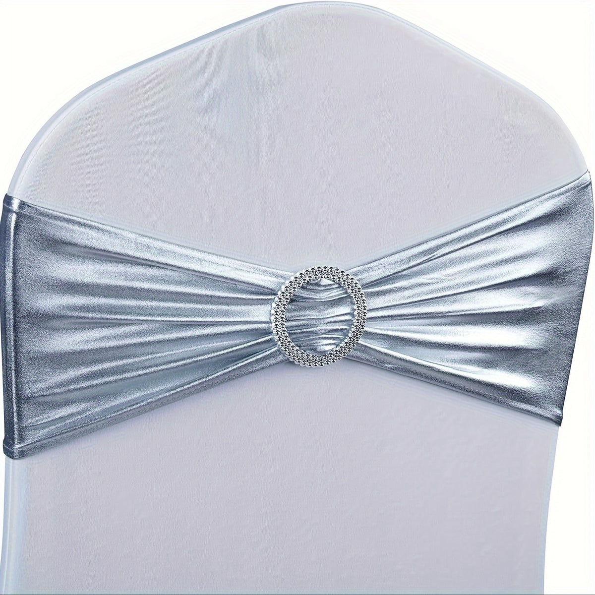 Spandex Chair Sash Bows 100-Pack Metallic Gold Silver Rose Gold Wedding Chair Belts Decorative Bow Ties for Banquet Event Party Chairs – Elastic Chair Bands for Wedding Reception Decoration