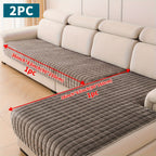 Quilted Short Plush Sofa Protector Set of 2 Ultra Soft Thick Non-Slip Sofa Mat – Pet Friendly, Machine Washable, Fits 3-Seater Sofa, Chaise & Bed Chair, Contemporary Home Decor