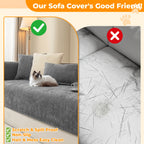 Chenille Sofa Cover for 3 4 Seater Washable Non-Slip Couch Cover Pet Friendly Furniture Protector Gray Brown Living Room