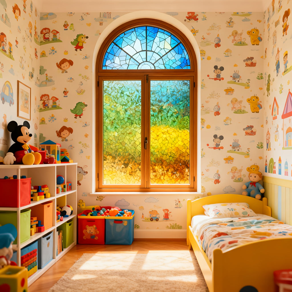 Rainbow Privacy Window Film Static Cling No Glue - Decorative UV Blocking Sun Film, 60% Privacy, Rainbow Light Effect for Home Bathroom Office, 7 Sizes
