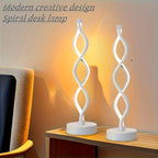 Spiral LED Table Lamp Dimmable 3-Color Modern Minimalist Bedside Lamp - Creative Wave Design Desk Lamp with Metal Base & USB Charging, Small Night Lamp for Bedroom, Living Room, Office & Study