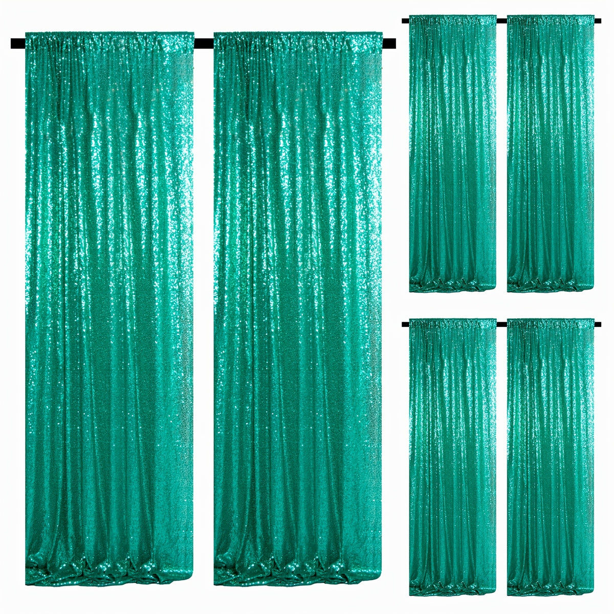 Sequin Curtains Backdrop 4 & 6 Panels 2x8FT - Shimmer Glitter Party Backdrop Curtain for Wedding Birthday Bachelorette Photo Booth, 25 Colors Reusable Event Decoration