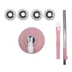 Pink 360 Spin Mop and Bucket Set with Wringer 4 Microfiber Heads Stainless Steel Adjustable Handle for Hardwood Tile Laminate Floor Cleaning