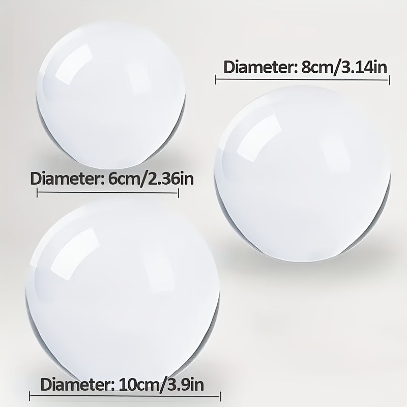 Natural Crystal Ball Ornament Set of 3 – 60mm 80mm 100mm High-Transmittance Feng Shui Crystal Sphere | Decorative Ball for Bedroom, Porch & Living Room | Photography Ball, Prayer & Meditation