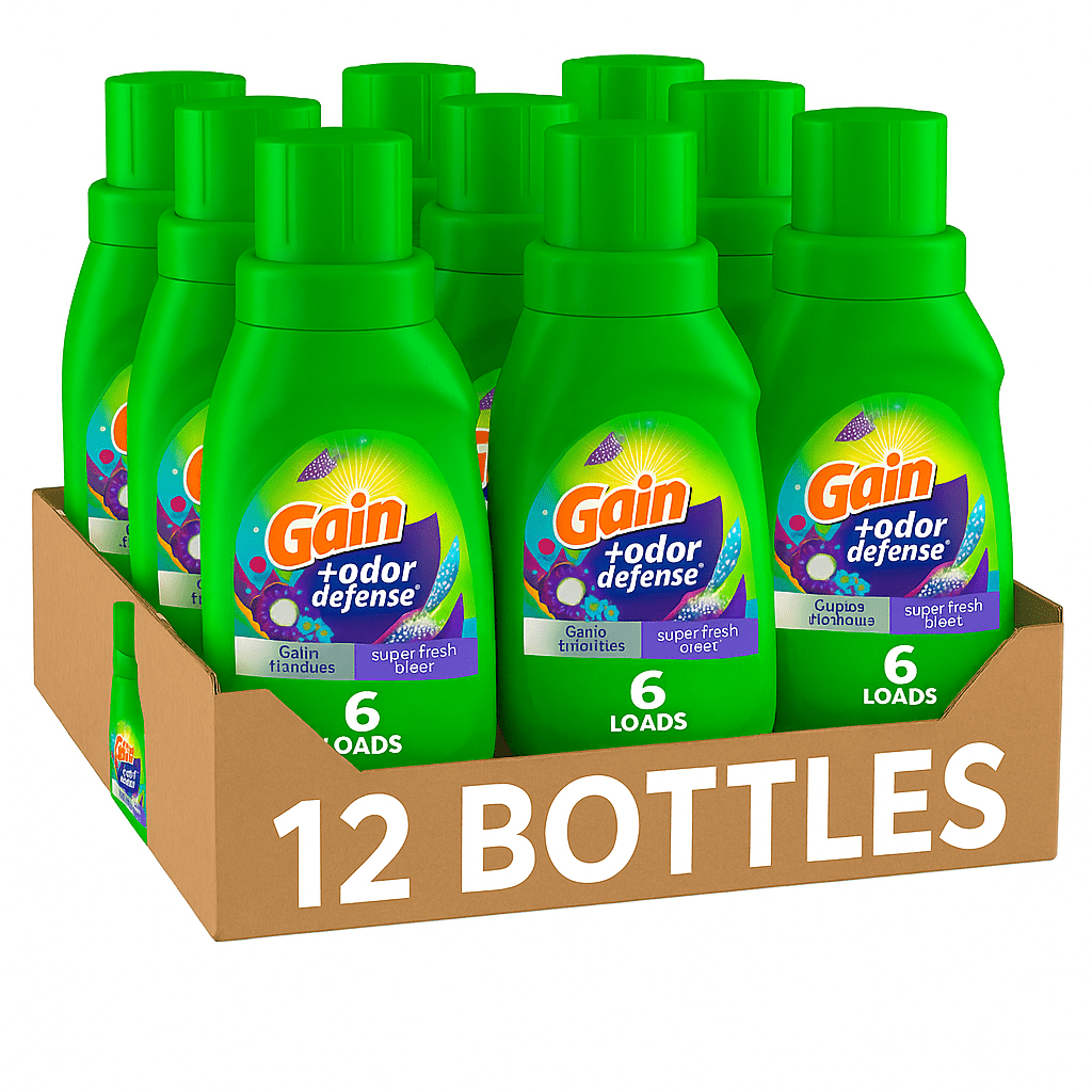 Liquid Laundry Detergent Odor Defense HE Compatible Super Fresh Blast Scent 10 oz Pack of 12 – 3-in-1 Formula Cleans, Freshens & Eliminates Odors