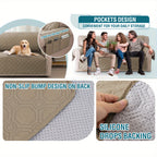 L-Shaped Sectional Sofa Cover 100% Liquid-Resistant Couch Slipcover with Non-Slip Straps for Dogs Cats Pets Left Right Chaise