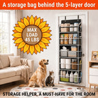 5-Shelf Over Door Hanging Organizer Non-Woven – No Drill Wall & Door Mount Storage Bag with Shelf Baskets for Bedroom, Bathroom & Closet
