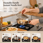 304 Stainless Steel Uncoated Small Frying Pan with Walnut Handle – Physical Non-Stick, Healthy & Durable | Uniform Heat | Easy to Clean | Breakfast, Salad & Dessert