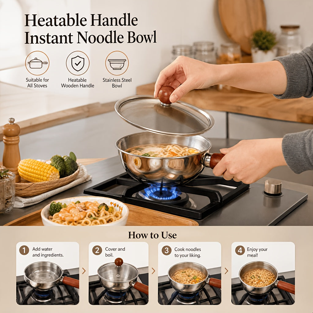 304 Stainless Steel Uncoated Small Frying Pan with Walnut Handle – Physical Non-Stick, Healthy & Durable | Uniform Heat | Easy to Clean | Breakfast, Salad & Dessert