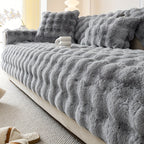 Faux Rabbit Fur Plush Sofa Cover Thick Milkskin Split Slipcover Cozy Winter Warmth Pet Friendly Machine Washable 1 2 3 4 Seater Living Room Bedroom Office