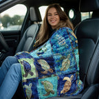 Turtle Print Flannel Throw Blanket – Soft Lightweight Digital Print Ocean Turtle Design, 3 Sizes for Sofa Bed Chair Home Decor & Travel