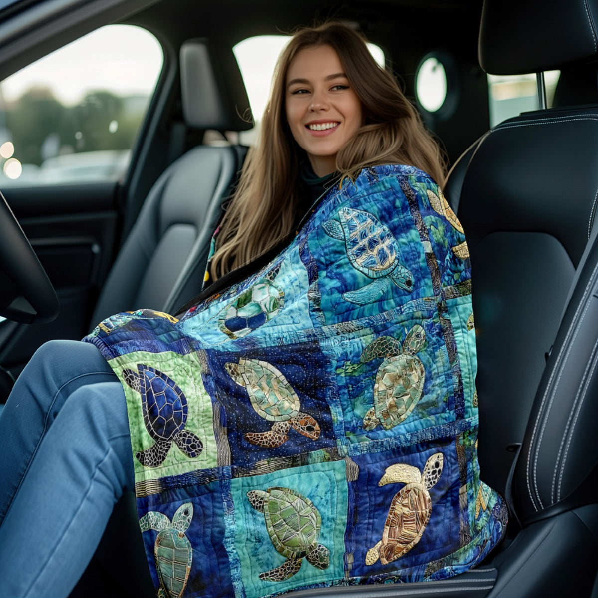 Turtle Print Flannel Throw Blanket – Soft Lightweight Digital Print Ocean Turtle Design, 3 Sizes for Sofa Bed Chair Home Decor & Travel