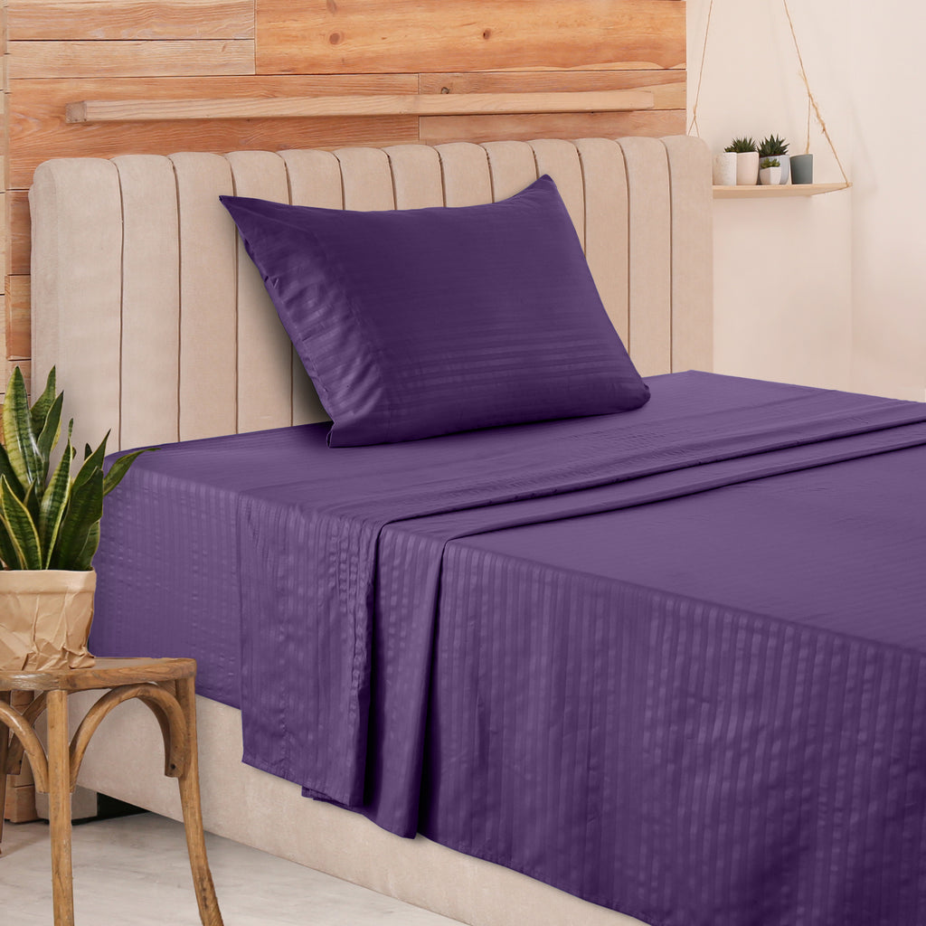 Luxury Striped Bed Sheet Set 3 or 4 Pcs – Hotel-Quality Deep Pocket 16", Extra Soft Breathable Cooling Sheets, Wrinkle & Fade Resistant, Twin Twin XL Full Queen King Cal King, 11 Colors