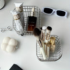 Open-Weave Storage Basket Organizer 1 or 2 Pack Multi-Purpose Bin for Bathroom Kitchen Desk Shelf Sleek Sturdy Contemporary Home Organization