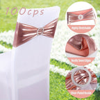 Spandex Chair Sash Bows 100-Pack Metallic Gold Silver Rose Gold Wedding Chair Belts Decorative Bow Ties for Banquet Event Party Chairs – Elastic Chair Bands for Wedding Reception Decoration