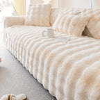 Faux Rabbit Fur Plush Sofa Cover Thick Milkskin Split Slipcover Cozy Winter Warmth Pet Friendly Machine Washable 1 2 3 4 Seater Living Room Bedroom Office
