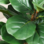 Artificial Fiddle Leaf Fig Tree 5ft Tall Faux Ficus with White Planter Natural Wood Trunk Fake Moss for Indoor Outdoor Living Room Office Porch Home Decor