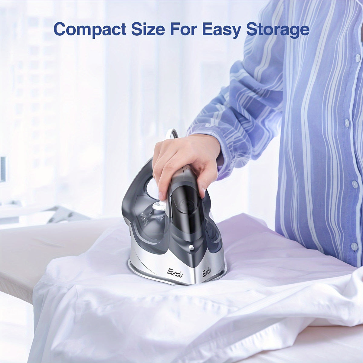 Ceramic Steam Iron 1700W Rapid Heating – Ceramic Coated Soleplate, Precise Thermostat Dial, Self-Cleaning, Auto-Off, 10.14oz Water Tank, Home Clothes Ironing, Grey