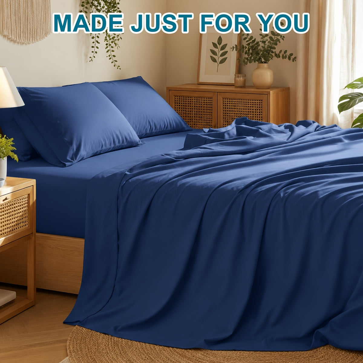 Cooling Bamboo Bed Sheet Set 3 4 Piece 3000TC - Extra Deep Pocket 20 Inch Soft Hotel Quality Wrinkle Resistant Twin Full Queen King Hot Sleepers
