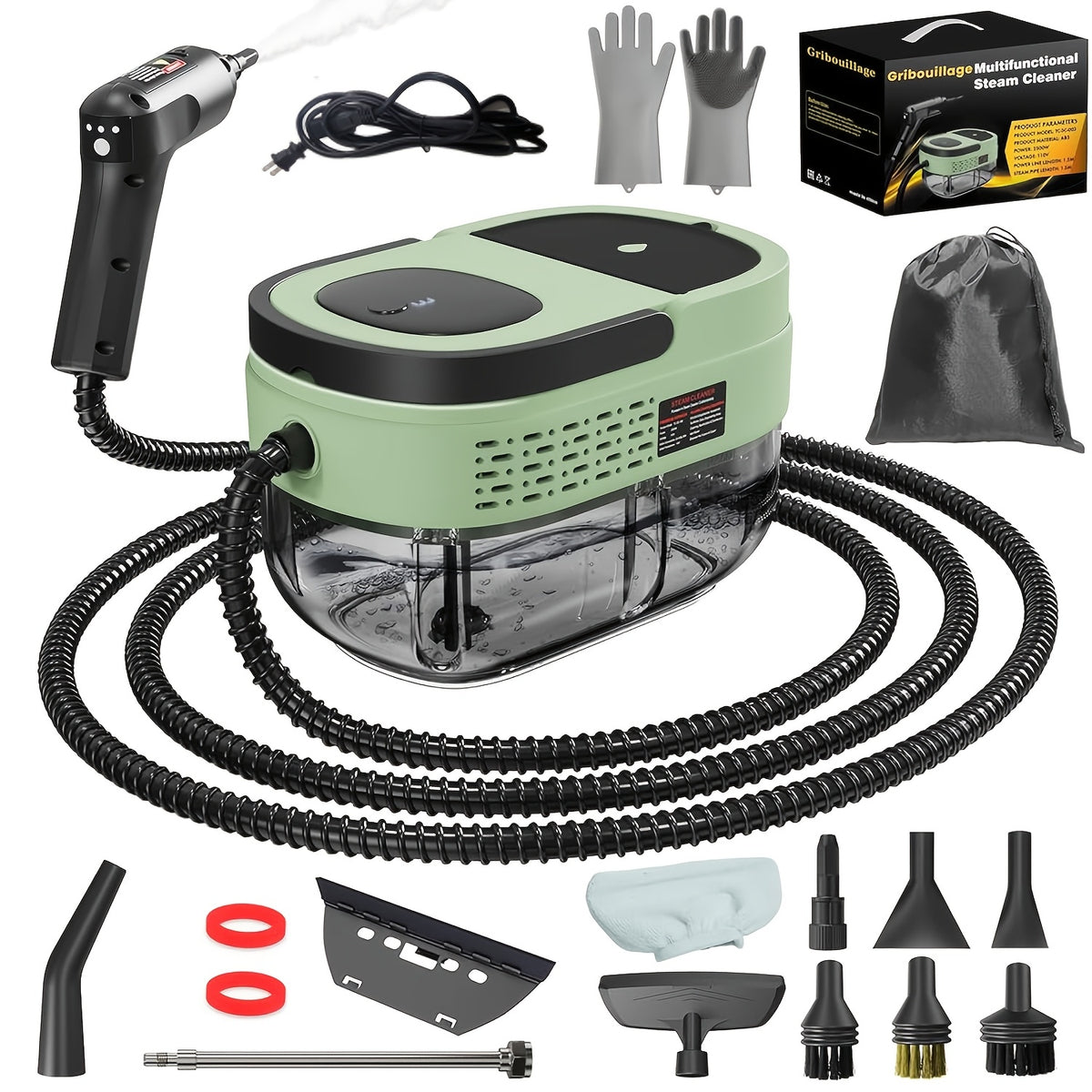 Handheld Steam Cleaner High Pressure 54oz Tank 3-Level Adjustable Handle Portable for Home Car Furniture Grout Bed Bugs 3 Colors