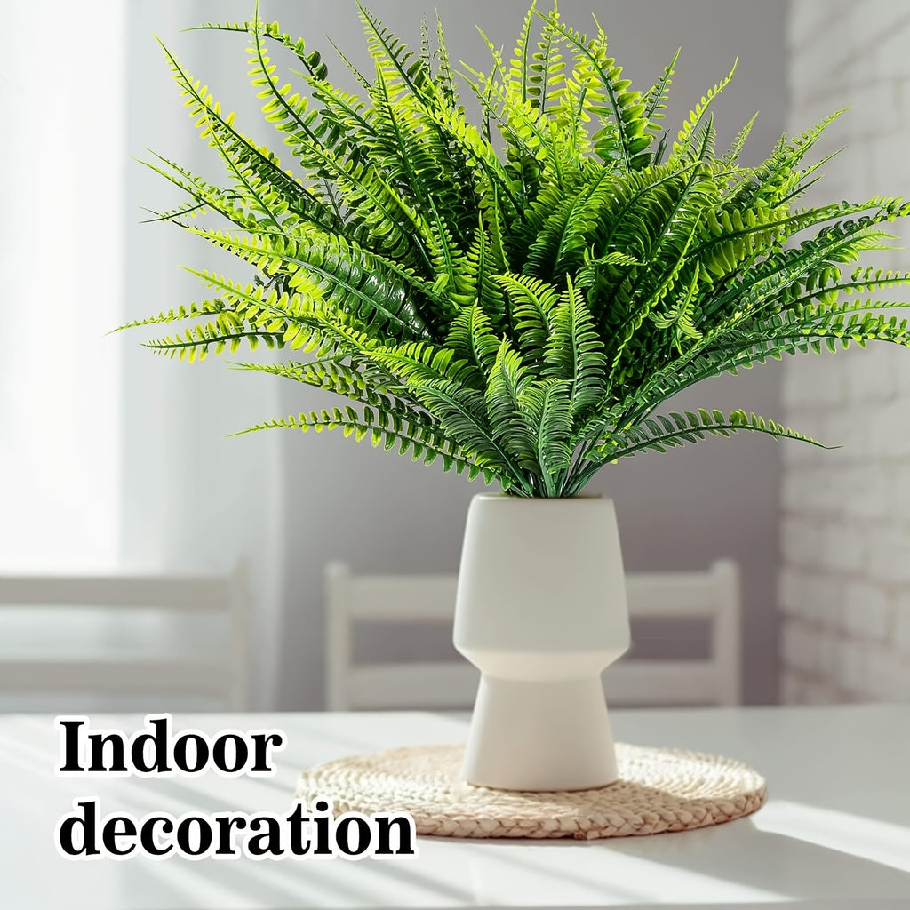 UV-Resistant Artificial Boston Ferns Bulk Set 20pcs – Faux Outdoor Fern Plants for Home, Office, Garden, Patio & Yard Decor, Realistic Lifelike Plastic Greenery