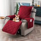 Waterproof Recliner Cover Pet Scratch-Resistant, 5-Layer Quilted Non-Slip Recliner Chair Slipcover with Pocket & Elastic Straps, Easy-Care Polyester Furniture Protector for Living Room, Bedroom & Office, Coffee/Gray