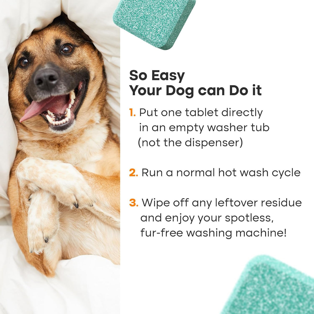 Washing Machine Cleaner Tablets 24-Pack – 12-Month Supply, Deep Clean & Deodorize for Pet Owners, Front & Top Load Safe