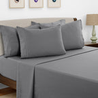 Brushed Microfiber Bed Sheet Set 6 Piece with Embroidered Pillowcases - Hotel Luxury Deep Pocket 16 Inch, Soft Breathable All Season, 24 Colors, Twin Twin XL Full Queen King Cal King