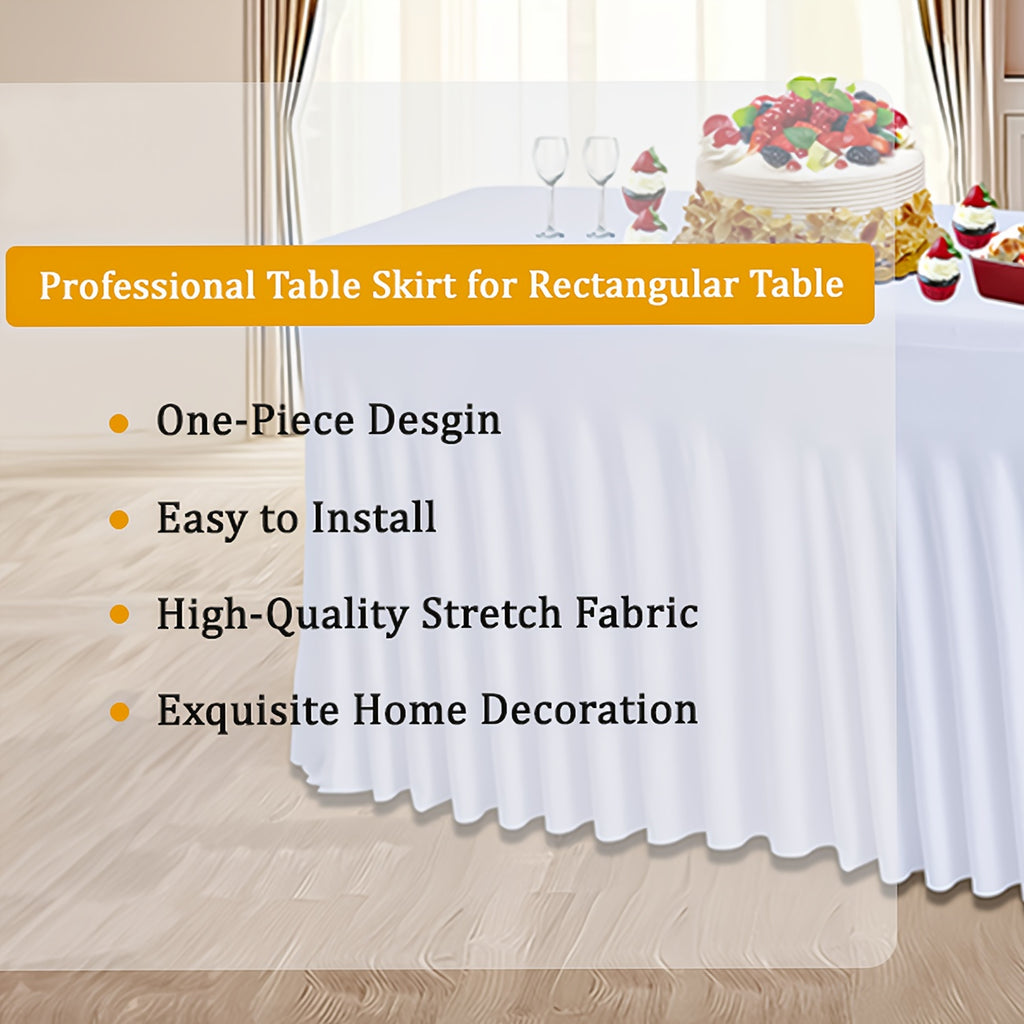 Rectangle Tablecloth with Skirt Wrinkle-Resistant Table Cover for Weddings Birthdays Graduations Black White Red 1 2 4 8 Pcs