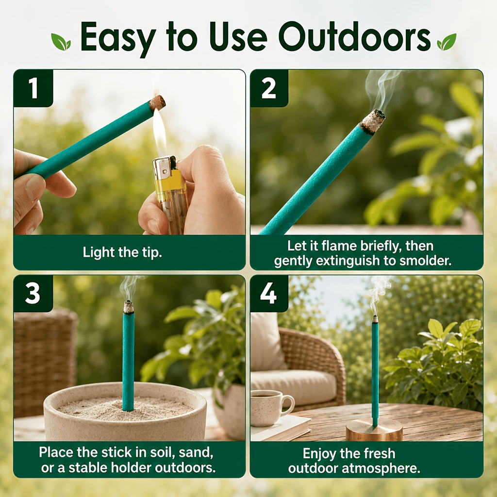 Lemongrass Incense Sticks Giant 25pcs Outdoor – 10.63" Extra Long Herbal Scented Sticks with Mint & Rosemary for Patio, Camping & Backyard