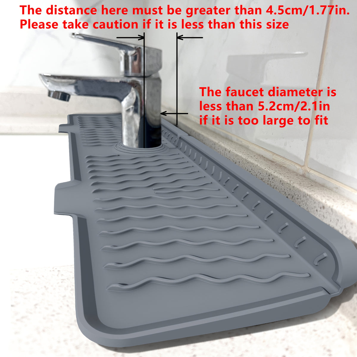 Silicone Sink Drying Mat & Faucet Splash Pad with Sponge Holder – Wave Pattern, 5° Drainage Slope, Heat-Resistant, 3 Sizes & 3 Colors for Kitchen & Bathroom Counter