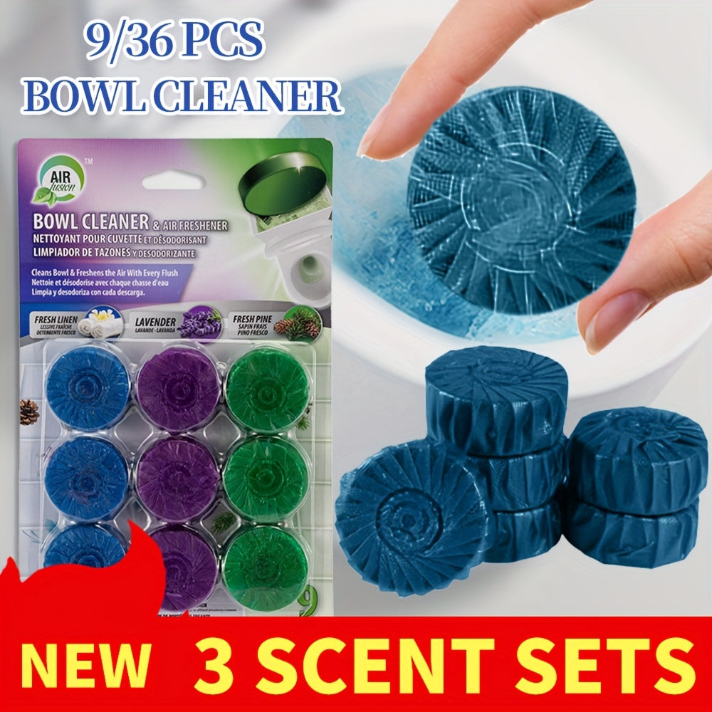 Toilet Bowl Cleaner Tablets 9/36 Pack – Automatic Flush Freshener, Long-Lasting Deodorizer, Stain Remover for Home & RV Toilets