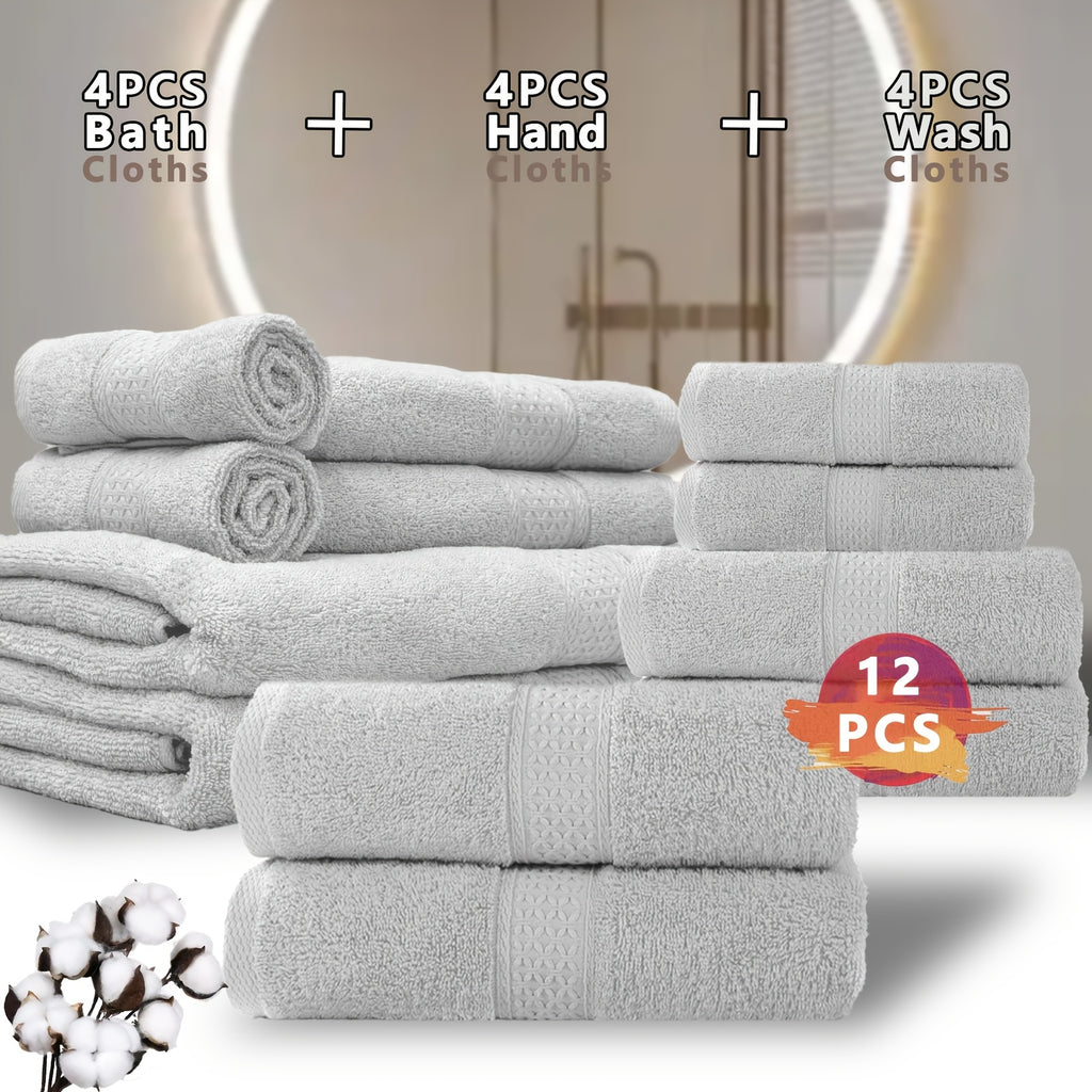 100% Cotton Bath Towel Set 12 & 24 Piece – 450 GSM Soft Absorbent Towels with Bath Towels, Hand Towels & Washcloths | Spa Quality for Home, Travel & Gifts