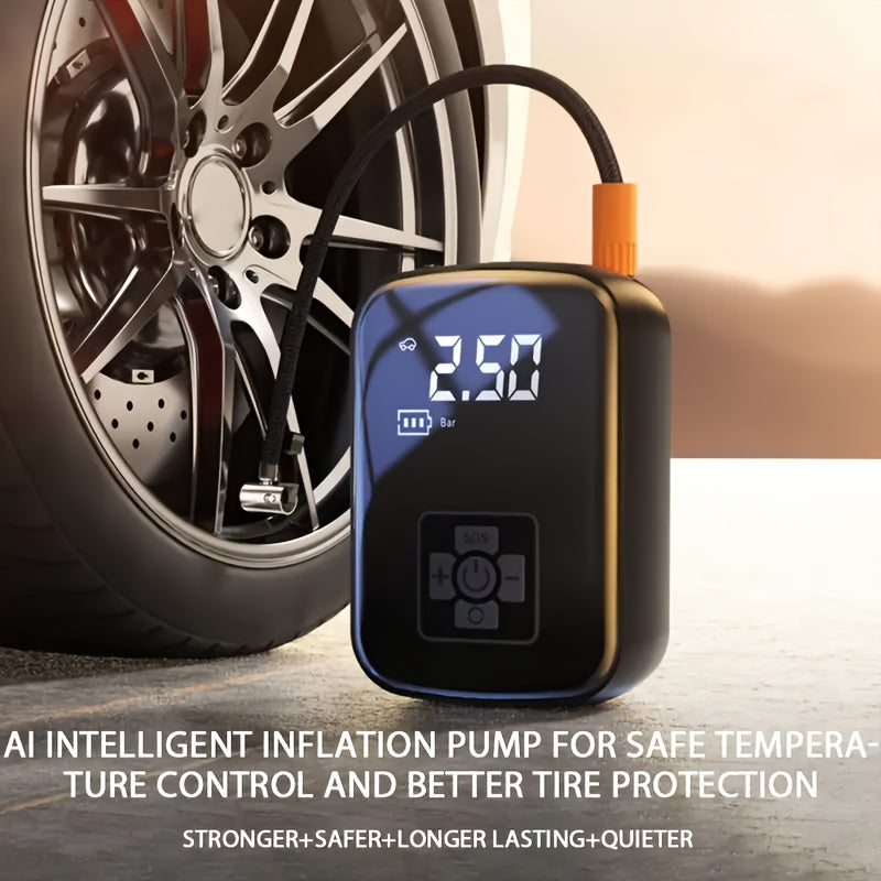 Portable Tire Inflator Cordless Air Compressor – 100W Digital Display, 4000mAh USB-C Fast Charge, 5 Modes, Multi-Nozzle, for Car Motorcycle Bicycle Tires & Sports Balls, 6 Colors